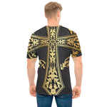 Ornamental Golden Cross Print Men's T-Shirt