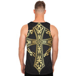 Ornamental Golden Cross Print Men's Tank Top