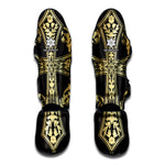 Ornamental Golden Cross Print Muay Thai Shin Guard