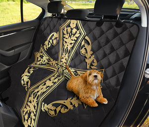 Ornamental Golden Cross Print Pet Car Back Seat Cover