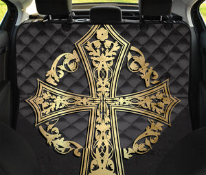 Ornamental Golden Cross Print Pet Car Back Seat Cover