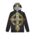 Ornamental Golden Cross Print Pullover Hoodie