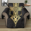 Ornamental Golden Cross Print Recliner Protector