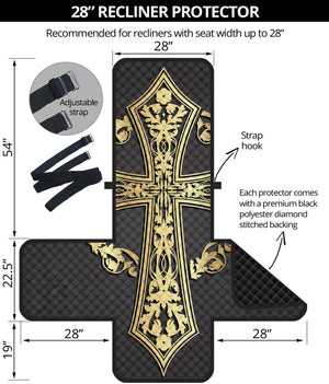 Ornamental Golden Cross Print Recliner Protector