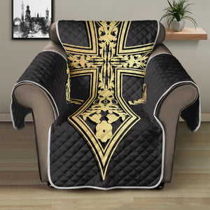 Ornamental Golden Cross Print Recliner Protector