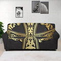 Ornamental Golden Cross Print Sofa Cover