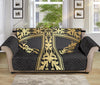 Ornamental Golden Cross Print Sofa Protector