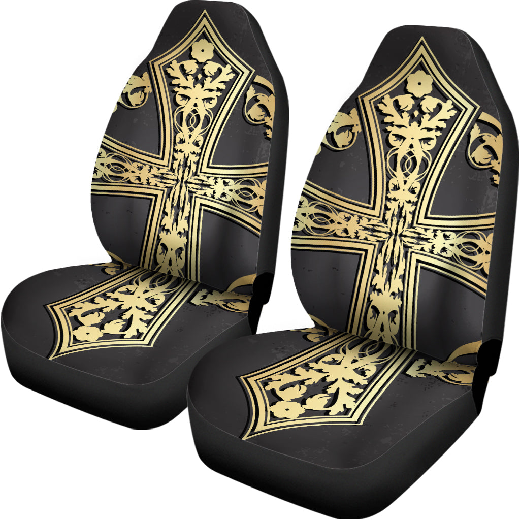 Ornamental Golden Cross Print Universal Fit Car Seat Covers