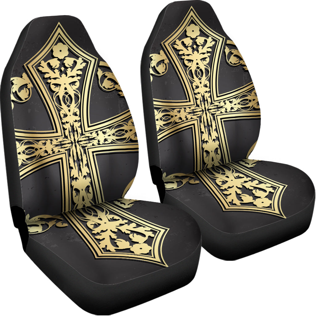 Ornamental Golden Cross Print Universal Fit Car Seat Covers