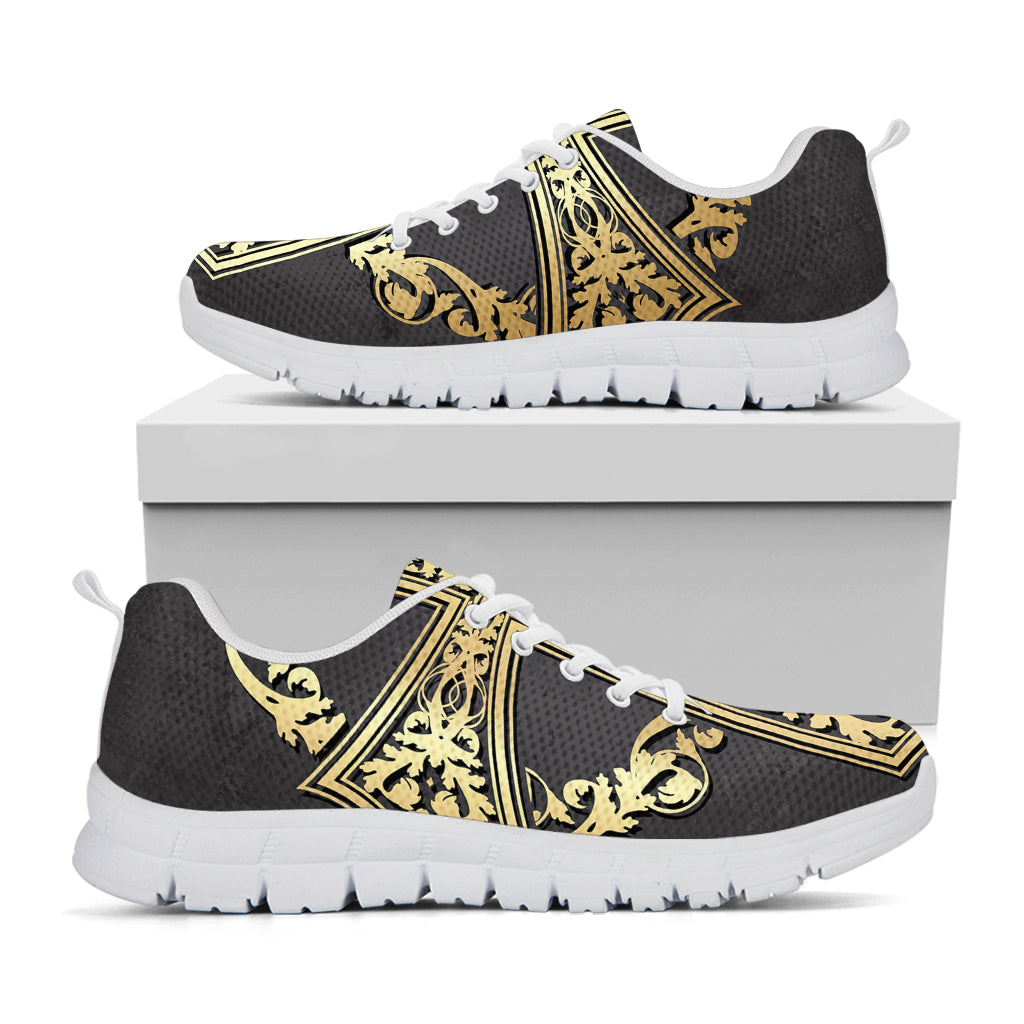 Ornamental Golden Cross Print White Sneakers