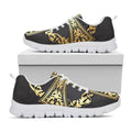Ornamental Golden Cross Print White Running Shoes