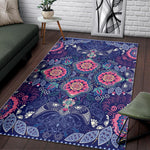 Ornamental Paisley Mandala Print Area Rug GearFrost