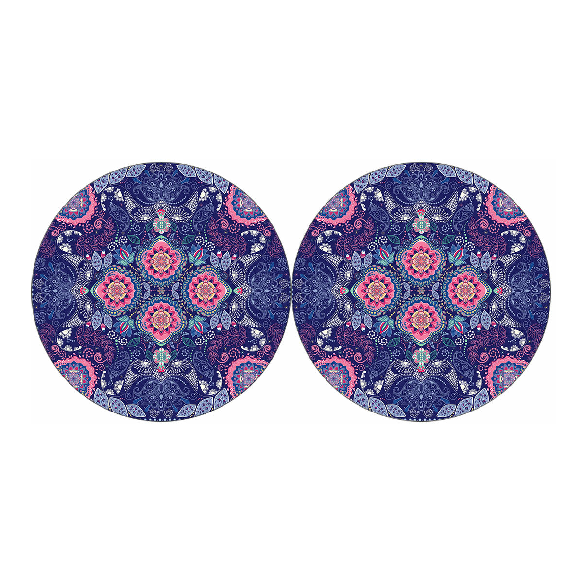 Ornamental Paisley Mandala Print Car Coasters