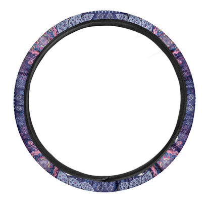 Ornamental Paisley Mandala Print Car Steering Wheel Cover