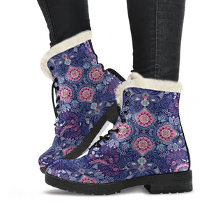 Ornamental Paisley Mandala Print Comfy Boots GearFrost