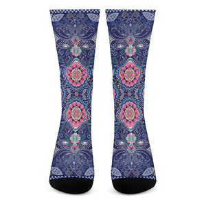 Ornamental Paisley Mandala Print Crew Socks