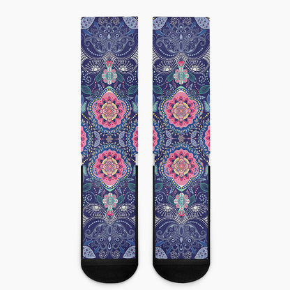 Ornamental Paisley Mandala Print Crew Socks