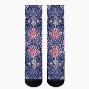 Ornamental Paisley Mandala Print Crew Socks