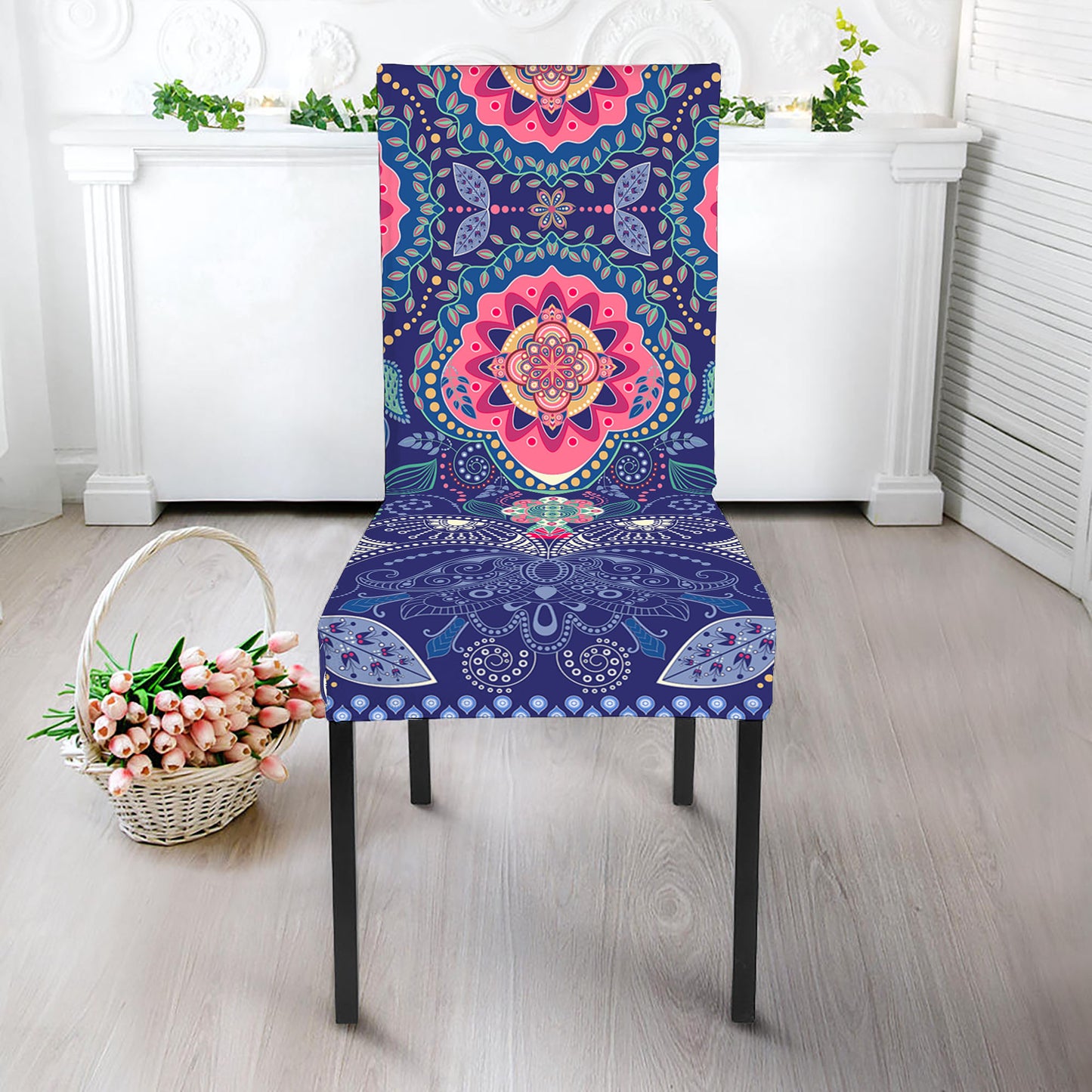 Ornamental Paisley Mandala Print Dining Chair Slipcover