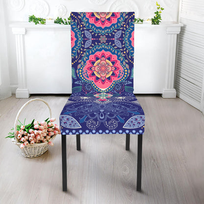 Ornamental Paisley Mandala Print Dining Chair Slipcover