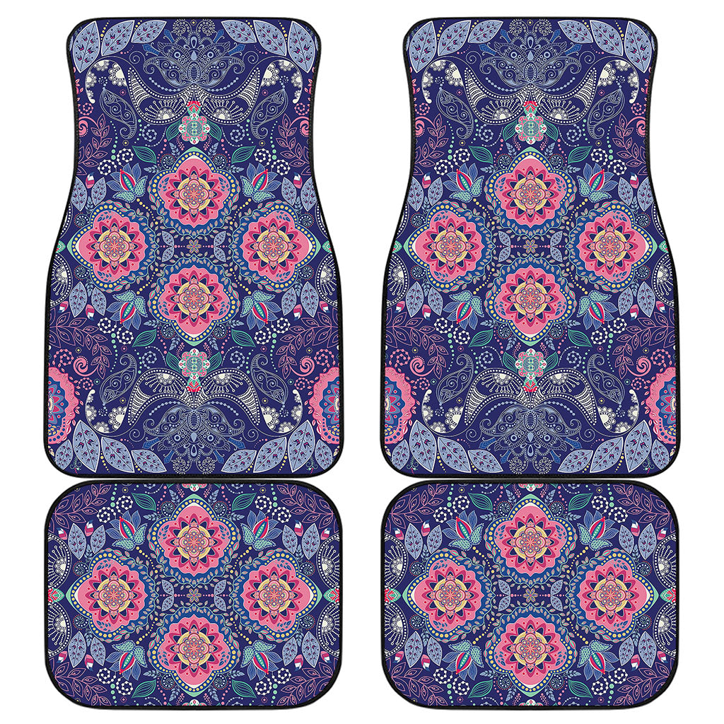 Ornamental Paisley Mandala Print Front and Back Car Floor Mats