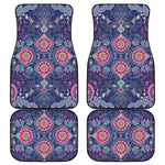 Ornamental Paisley Mandala Print Front and Back Car Floor Mats
