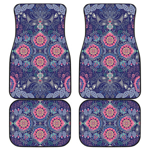 Ornamental Paisley Mandala Print Front and Back Car Floor Mats