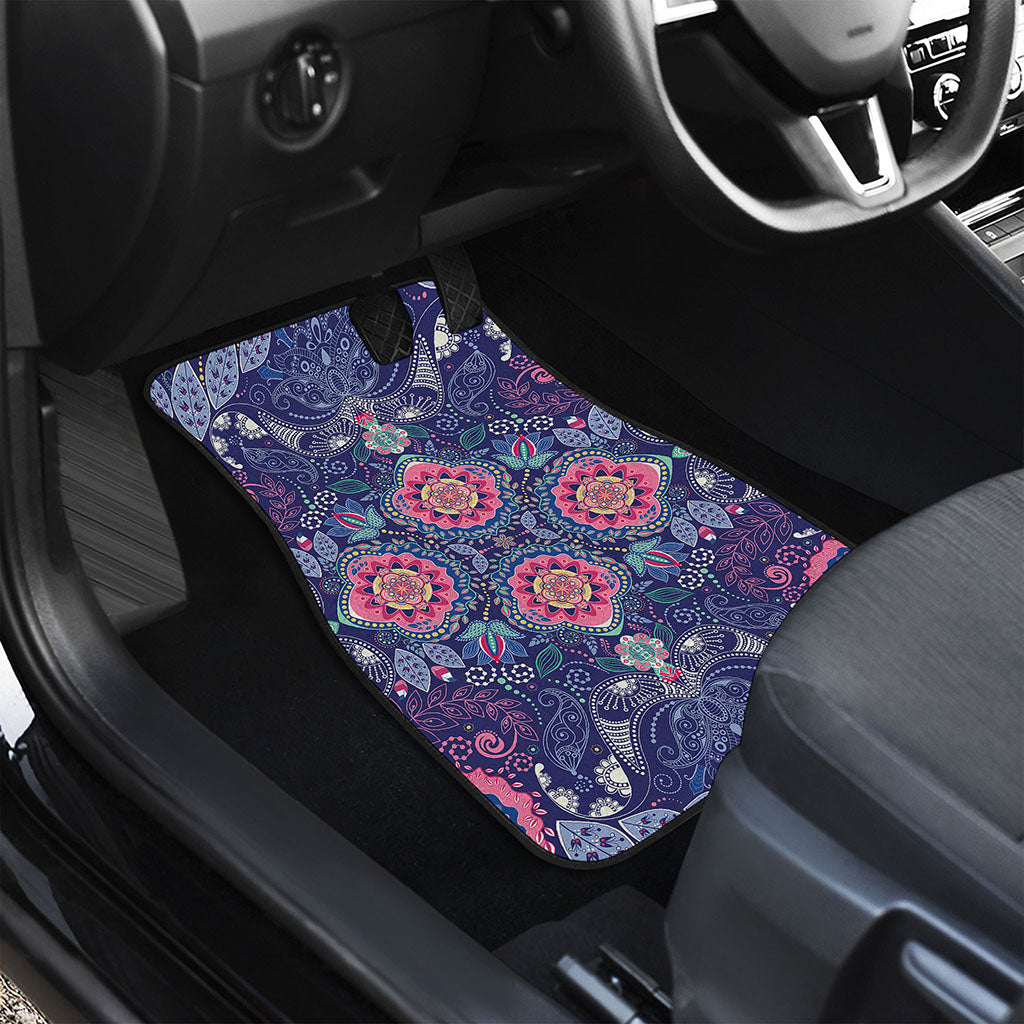 Ornamental Paisley Mandala Print Front and Back Car Floor Mats