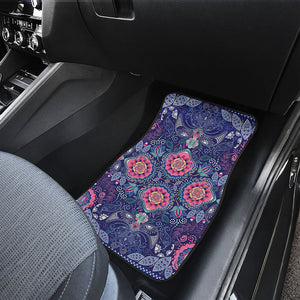 Ornamental Paisley Mandala Print Front and Back Car Floor Mats