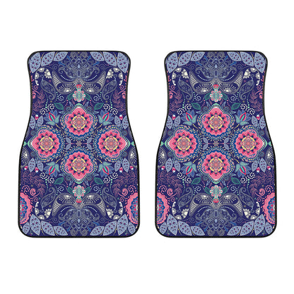 Ornamental Paisley Mandala Print Front Car Floor Mats