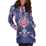 Ornamental Paisley Mandala Print Hoodie Dress GearFrost