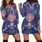 Ornamental Paisley Mandala Print Hoodie Dress GearFrost