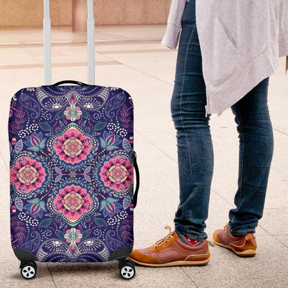 Ornamental Paisley Mandala Print Luggage Cover GearFrost