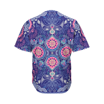 Ornamental Paisley Mandala Print Men's Baseball Jersey