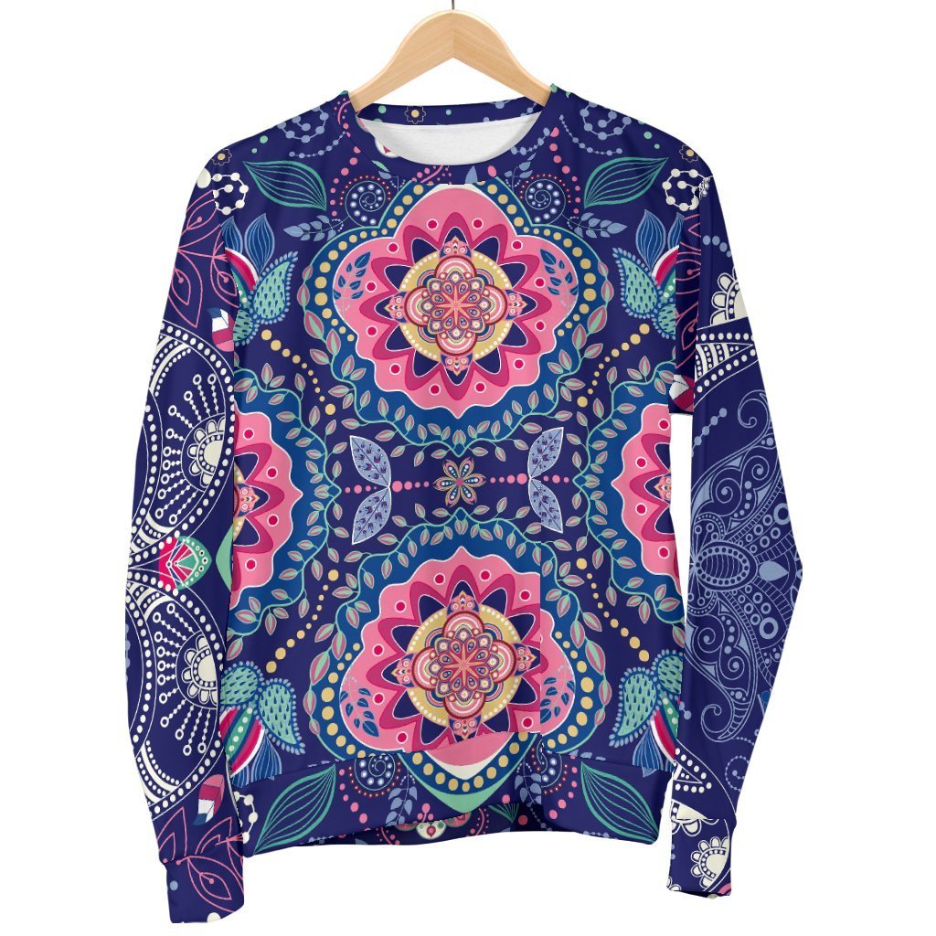 Ornamental Paisley Mandala Print Men's Crewneck Sweatshirt GearFrost