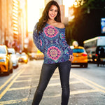 Ornamental Paisley Mandala Print Off Shoulder Sweatshirt GearFrost