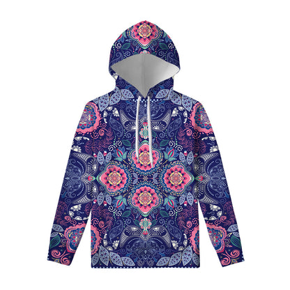 Ornamental Paisley Mandala Print Pullover Hoodie