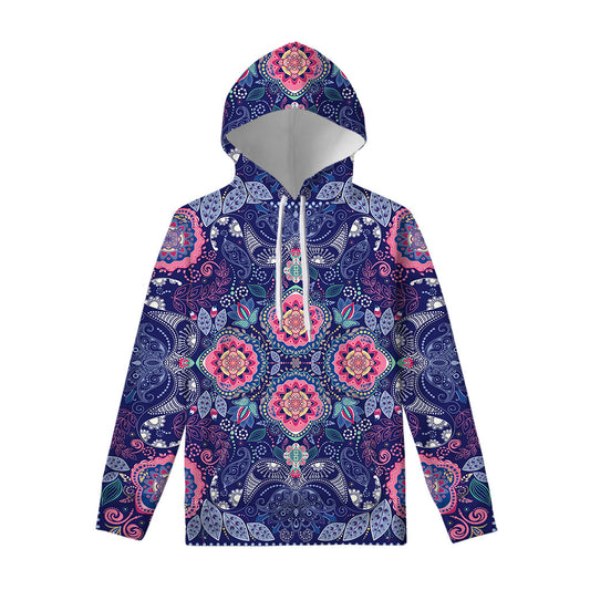 Ornamental Paisley Mandala Print Pullover Hoodie