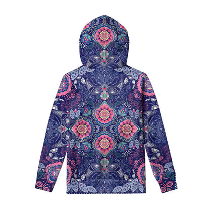 Ornamental Paisley Mandala Print Pullover Hoodie