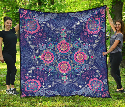 Ornamental Paisley Mandala Print Quilt