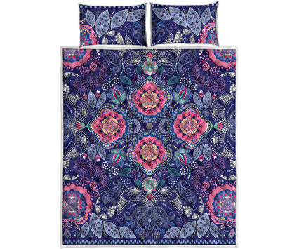 Ornamental Paisley Mandala Print Quilt Bed Set
