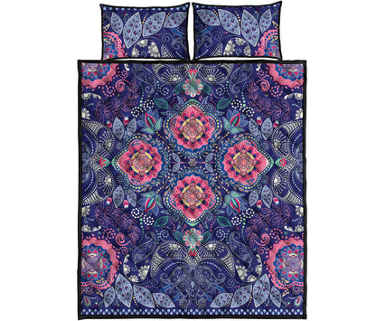 Ornamental Paisley Mandala Print Quilt Bed Set