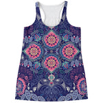 Ornamental Paisley Mandala Print Women's Racerback Tank Top