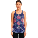 Ornamental Paisley Mandala Print Women's Racerback Tank Top