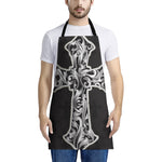 Ornamental Silver Cross Print Apron