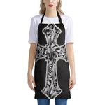 Ornamental Silver Cross Print Apron