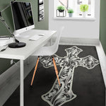 Ornamental Silver Cross Print Area Rug