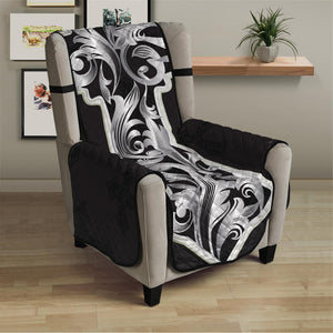 Ornamental Silver Cross Print Armchair Protector