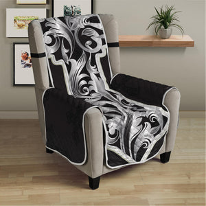 Ornamental Silver Cross Print Armchair Protector