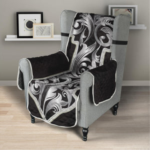 Ornamental Silver Cross Print Armchair Protector